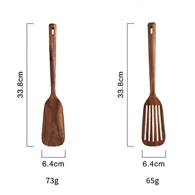 Teakholz Kochutensilien Set 1– 9-teilig, Nachhaltig & Umweltfreundlich