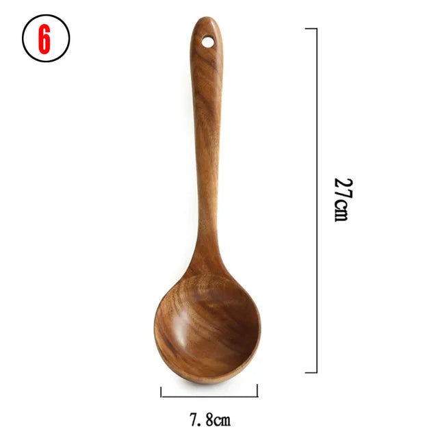 Teakholz Kochutensilien Set 1– 9-teilig, Nachhaltig & Umweltfreundlich