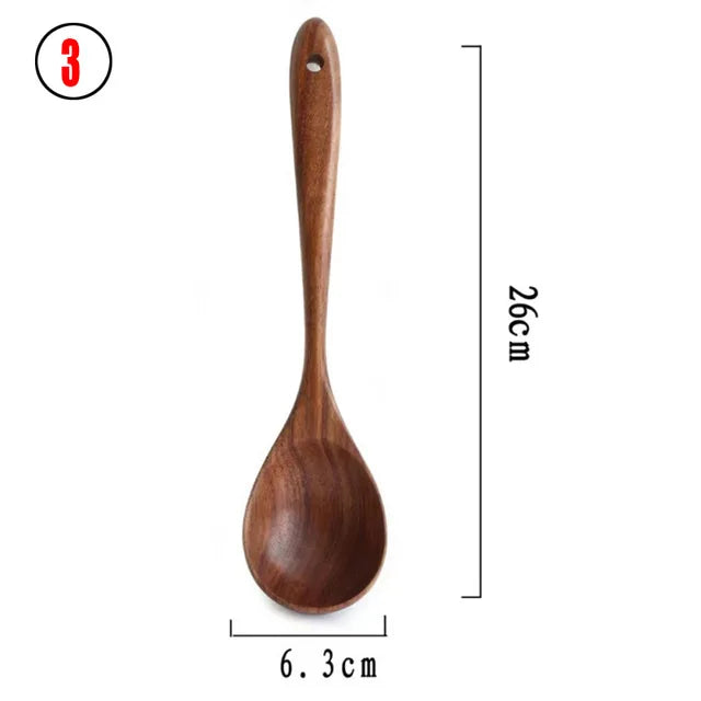 Teakholz Kochutensilien Set 1– 9-teilig, Nachhaltig & Umweltfreundlich