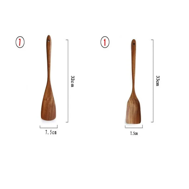 Teakholz Kochutensilien Set 1– 9-teilig, Nachhaltig & Umweltfreundlich