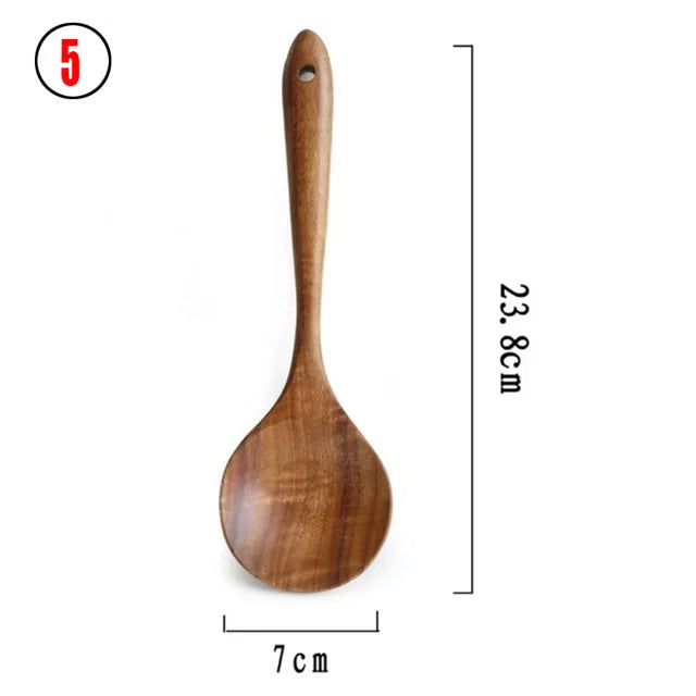 Teakholz Kochutensilien Set 1– 9-teilig, Nachhaltig & Umweltfreundlich