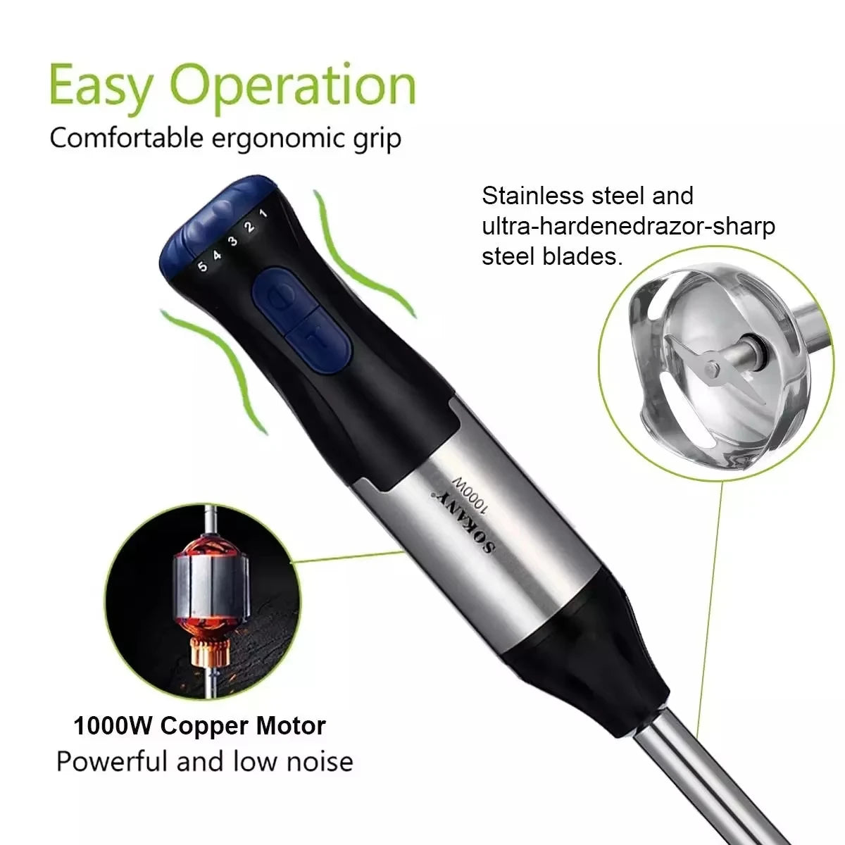 Sokany Handmixer 1000W – All-in-One Mixer für Ihre Küche