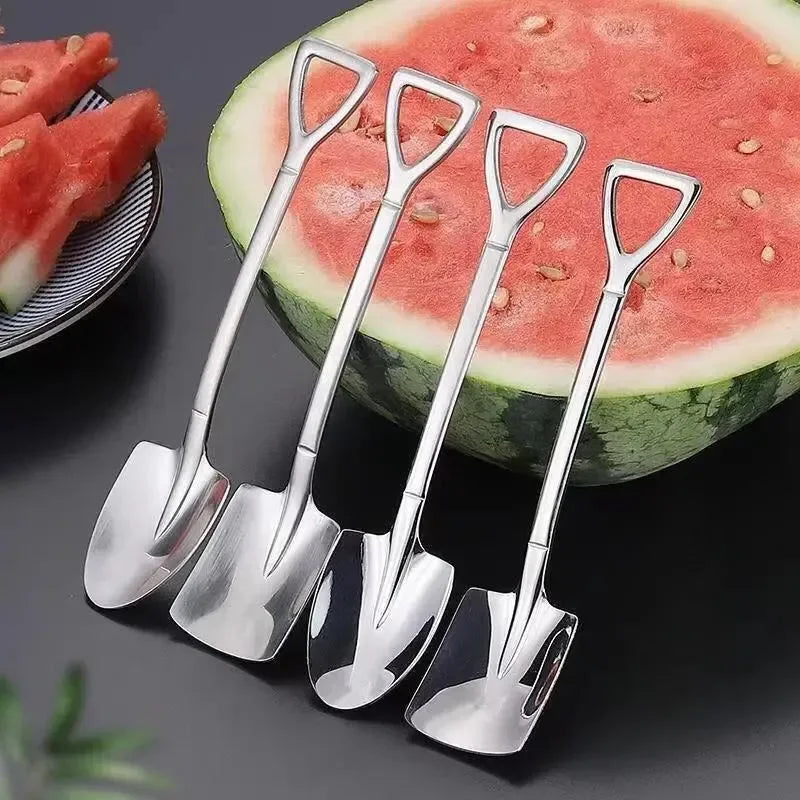 Kreative Schaufellöffel aus Edelstahl - Set 4 Stück für Desserts und Eis