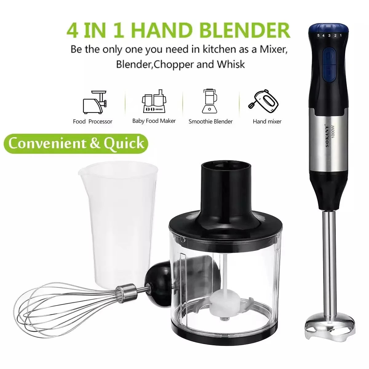 Sokany Handmixer 1000W – All-in-One Mixer für Ihre Küche
