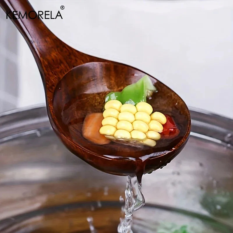 Thailändische Holzlöffel Set 7 Teile – Antihaft Löffel mit Ergonomischen Griffen