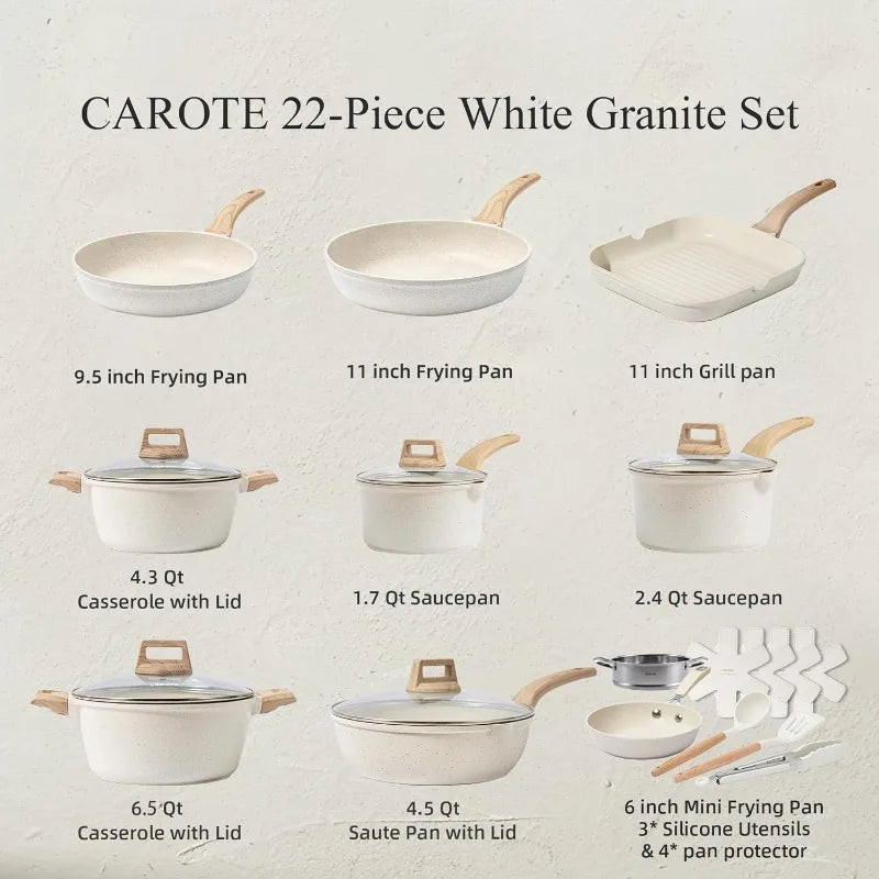 Carote Kochgeschirr Set 22 Teile – Ideal für Induktion & alle Kochfelder