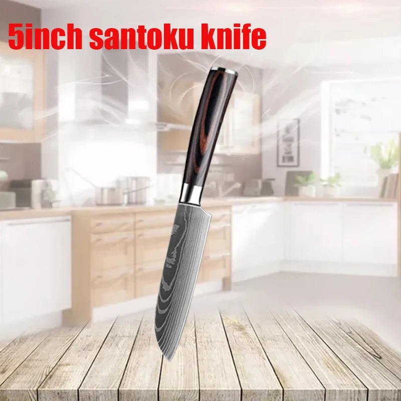3-teiliges Küchenmesserset aus 7CR17-Edelstahl – Santoku, Cleaver & Utility Messer