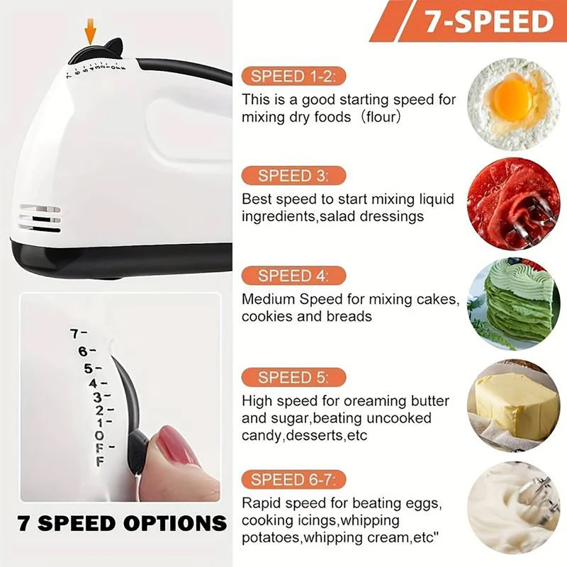 Andralyn Handmixer – Edelstahl, 5 Geschwindigkeiten & Turbo-Funktion für perfekte Ergebnisse