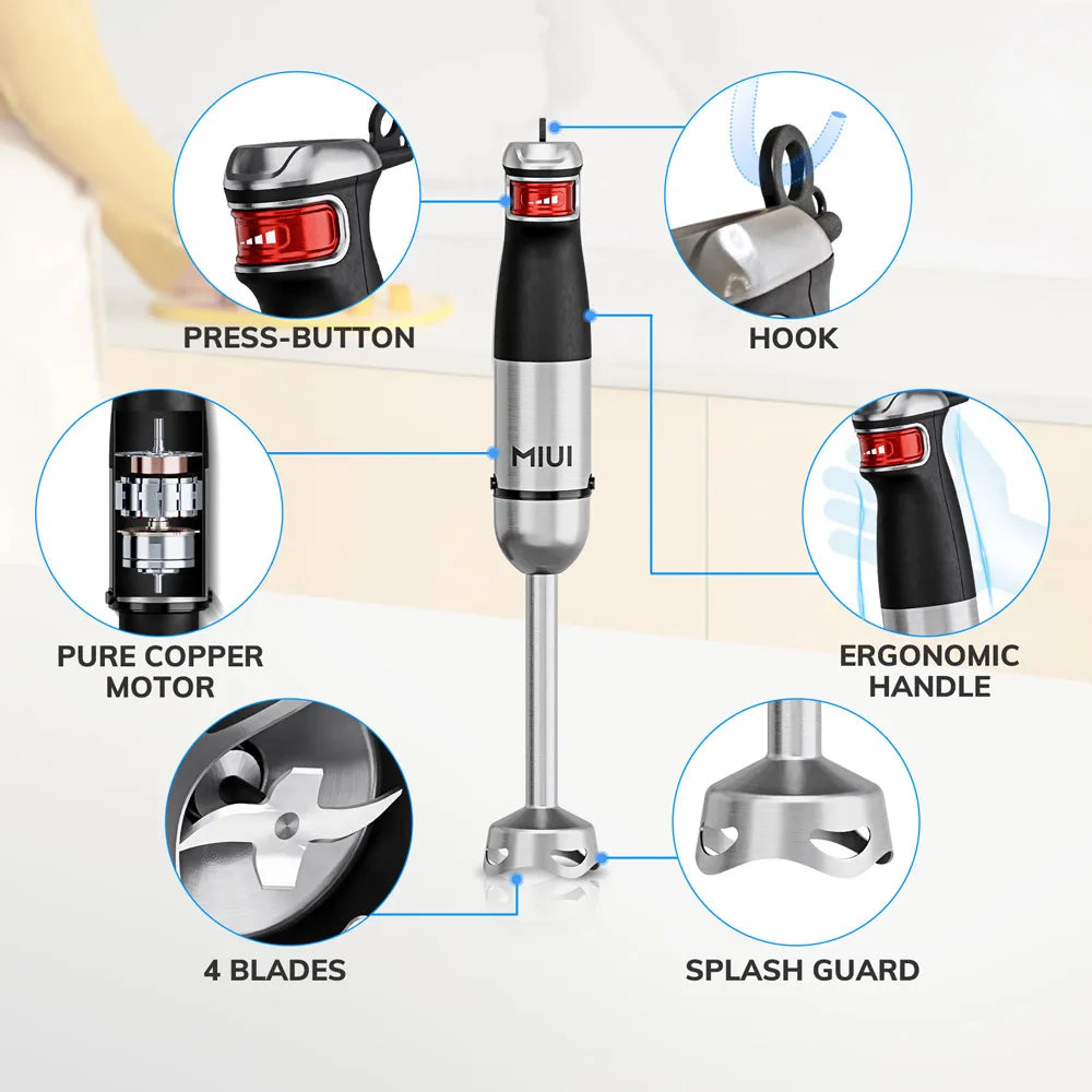 Miui elektrischer hand gehaltener Stab mixer 6-in-1-Mehrzweck-Stab mixer, Edelstahl klingen, Haus & Küche, 1200w