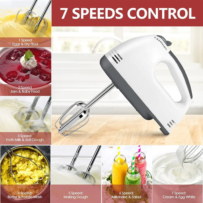 Andralyn Handmixer – Edelstahl, 5 Geschwindigkeiten & Turbo-Funktion für perfekte Ergebnisse