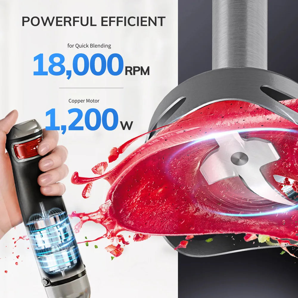 Miui elektrischer hand gehaltener Stab mixer 6-in-1-Mehrzweck-Stab mixer, Edelstahl klingen, Haus & Küche, 1200w