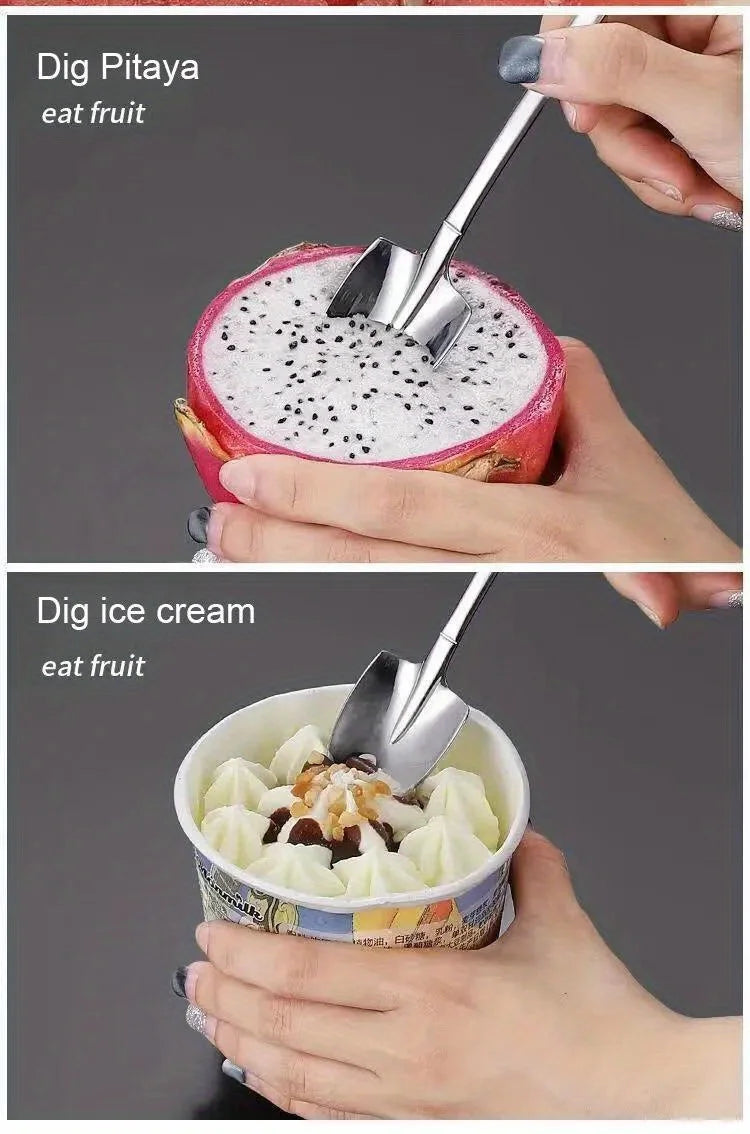 Kreative Schaufellöffel aus Edelstahl - Set 4 Stück für Desserts und Eis