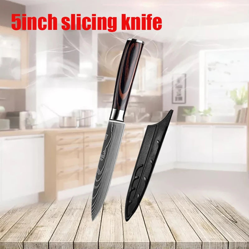 3-teiliges Küchenmesserset aus 7CR17-Edelstahl – Santoku, Cleaver & Utility Messer