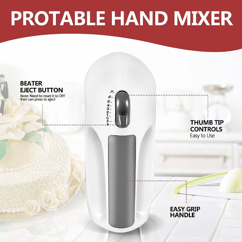 Andralyn Handmixer – Edelstahl, 5 Geschwindigkeiten & Turbo-Funktion für perfekte Ergebnisse