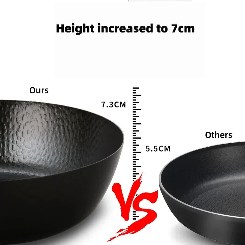 28 cm Gusseisen-Wok-Pfanne | Ideal für Gas- und Induktionskochfelder