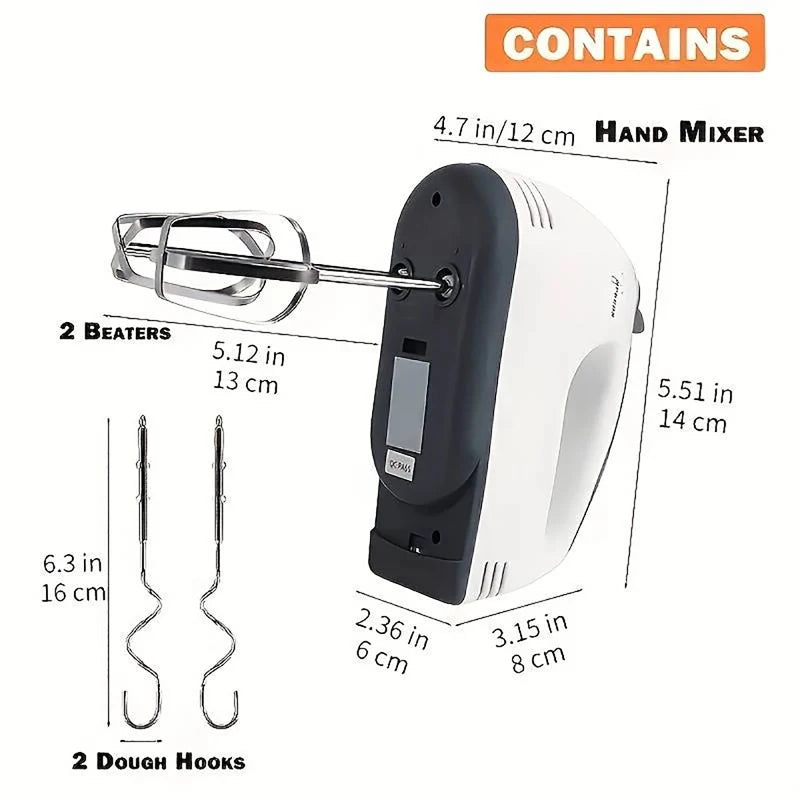 Andralyn Handmixer – Edelstahl, 5 Geschwindigkeiten & Turbo-Funktion für perfekte Ergebnisse
