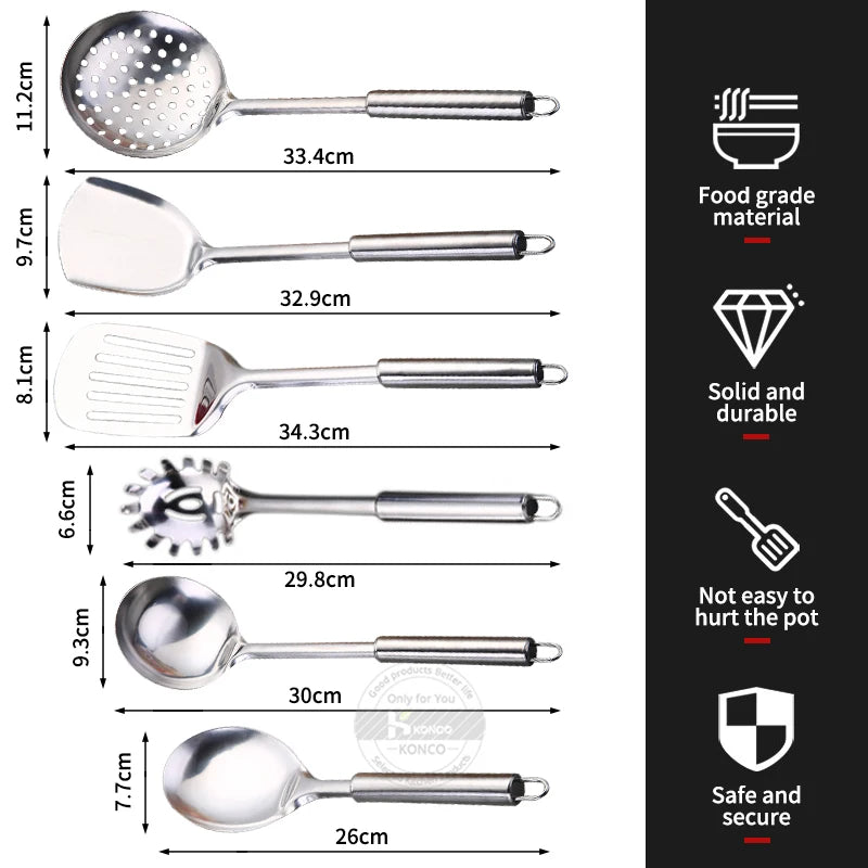 Hochwertiges Konco Küchenutensilien-Set | 7-teilig Edelstahl Set für Ihre Küche