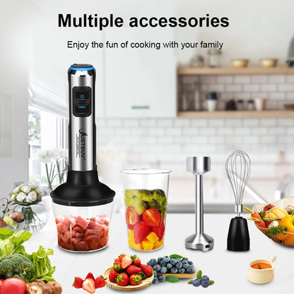 JUST BUY Edelstahl Stabmixer 1500W – Handmixer mit Turbo-Modus & stufenloser Geschwindigkeitsregelung