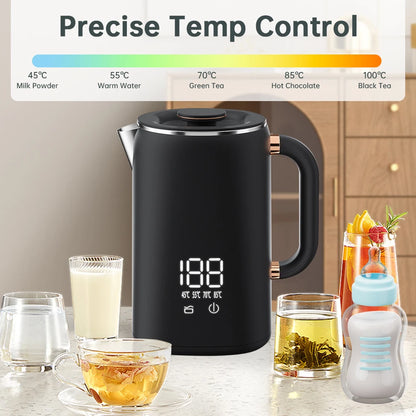 Edelstahl Wasserkocher mit Temperatursteuerung | 1,7L für Tee, Kaffee & mehr