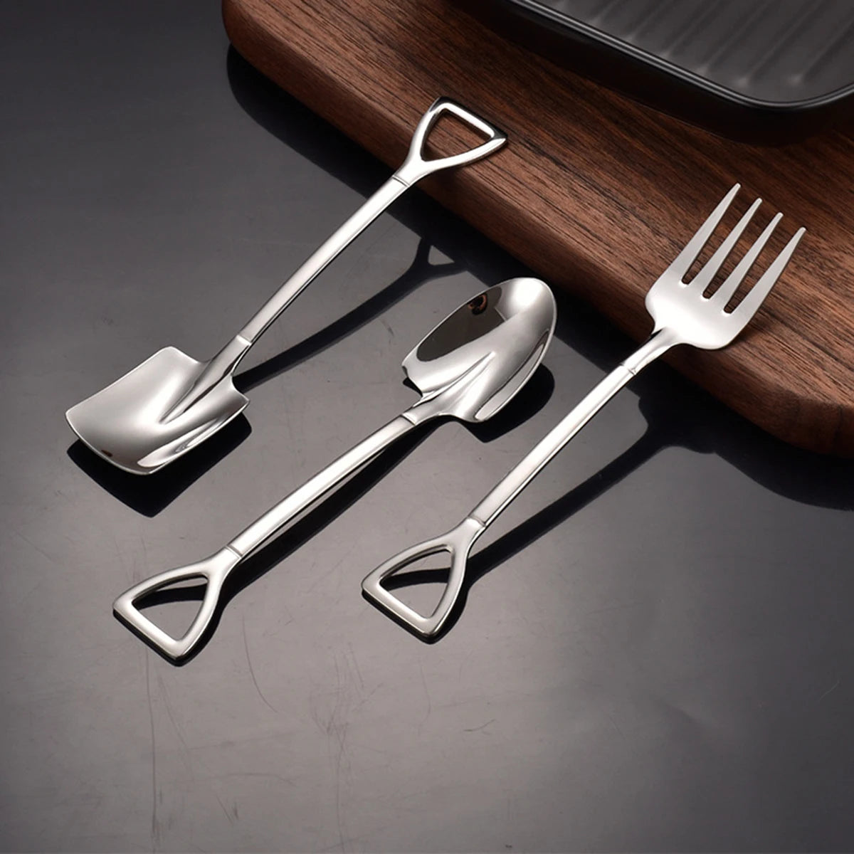 Edelstahl Schaufel-Löffel Set – Praktisches Design für Eis, Dessert & Kaffee (4er Set)