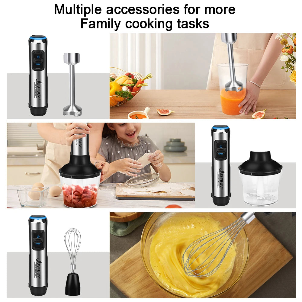 JUST BUY Edelstahl Stabmixer 1500W – Handmixer mit Turbo-Modus & stufenloser Geschwindigkeitsregelung
